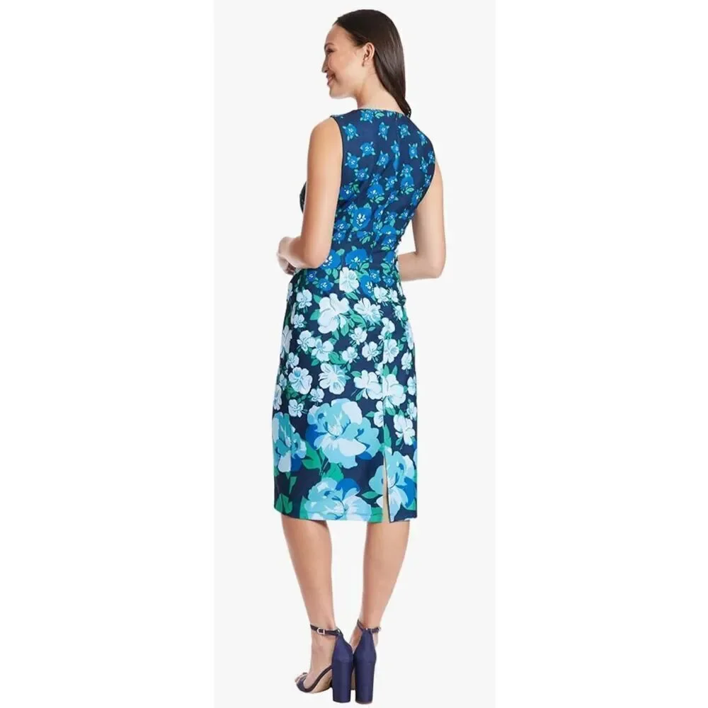London Times Sleeveless, Asymmetric Neck, Pleated Midi - 4